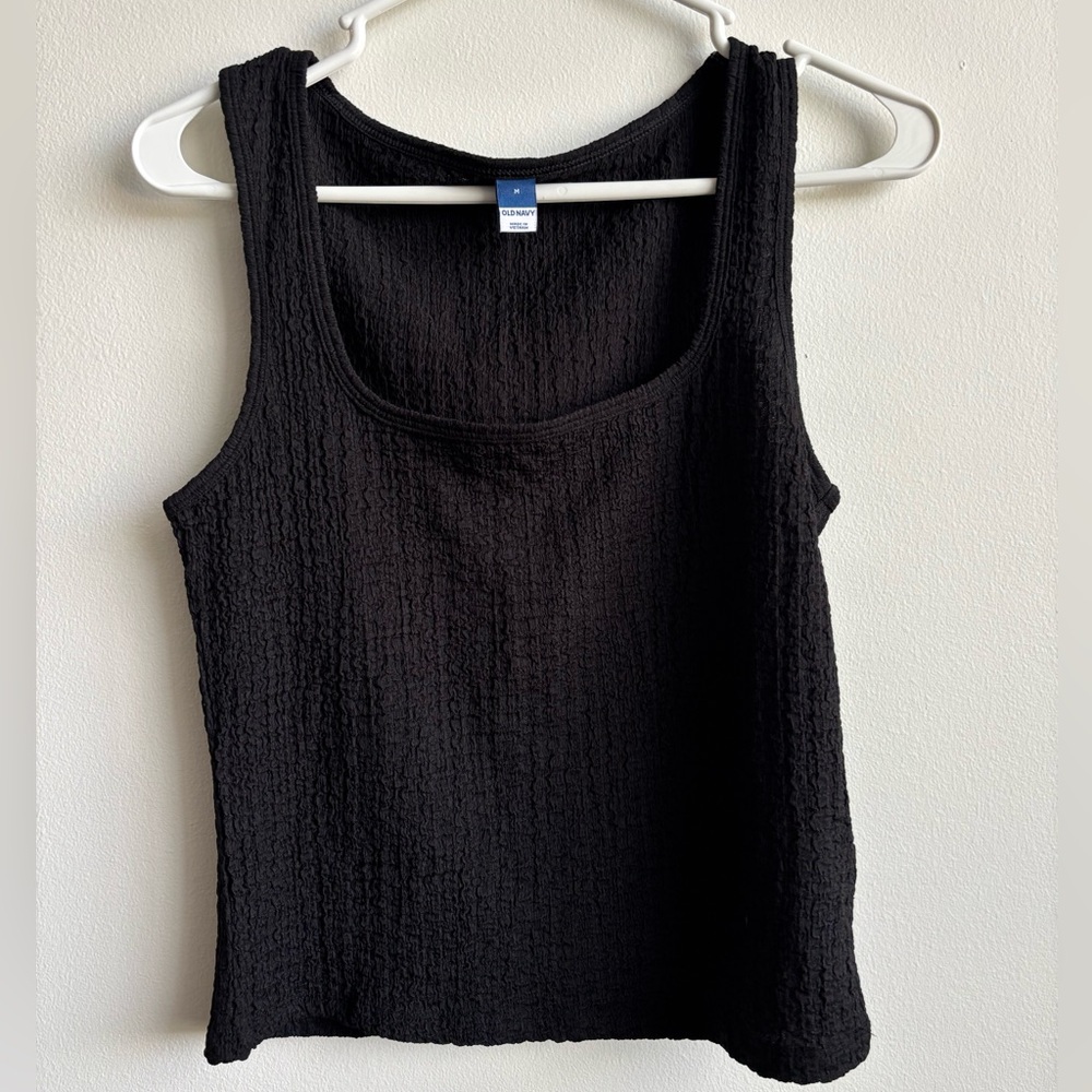 Women’s Old Navy Black Ribbed Cropped Tank Top - Size: M